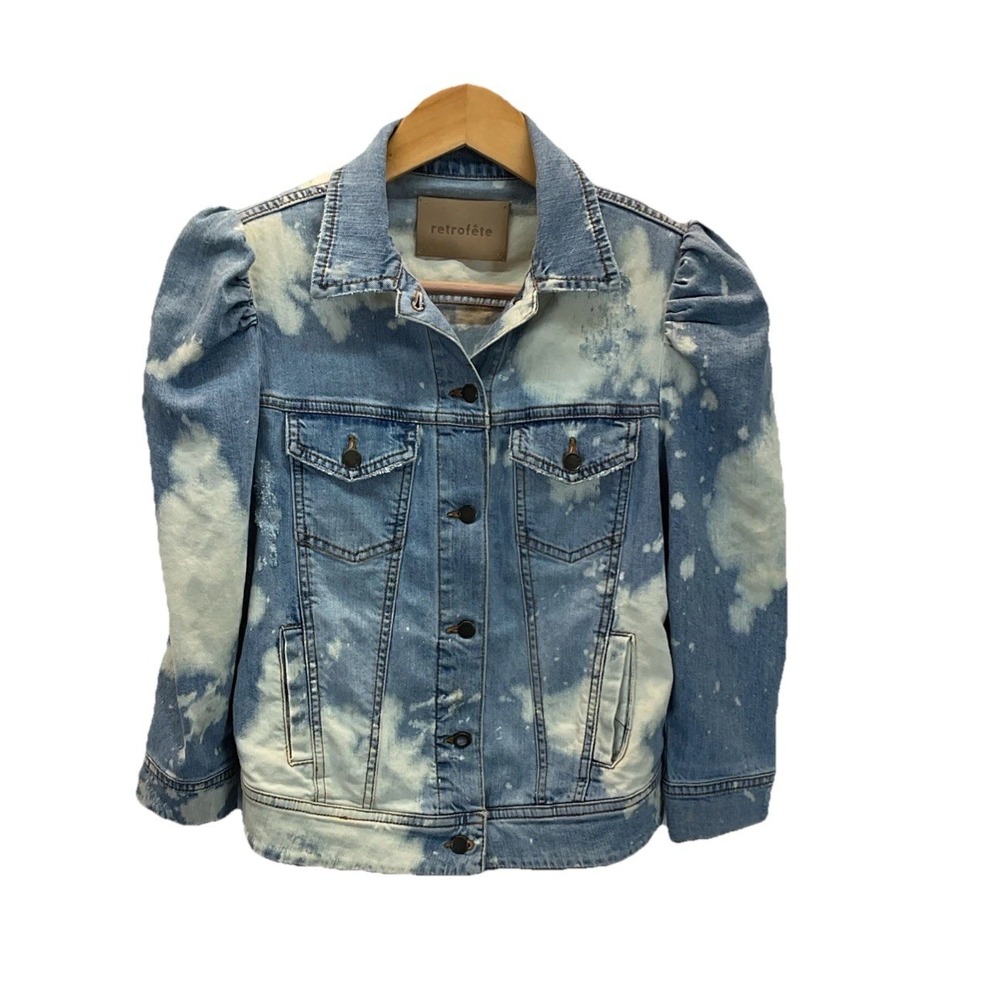 Retrofete Rissa Destroyed Denim Puff-Sleeve Jacket SM Bleached‎